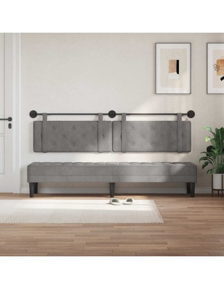 Testiera sospesa Con luce LED Grigio Chiaro Velluto