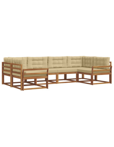 Set di divani da esterno con cuscino 6 pcs Naturale e Beige