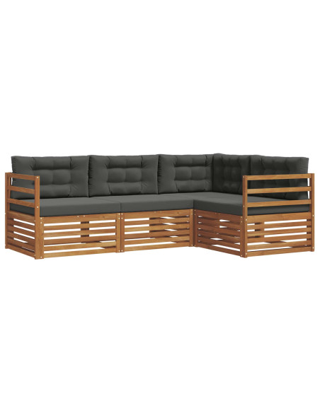 Set di divani da esterno con cuscino 4 pcs Naturale e Antracite