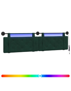 Testiera sospesa Con luce LED Verde Scuro Velluto 2