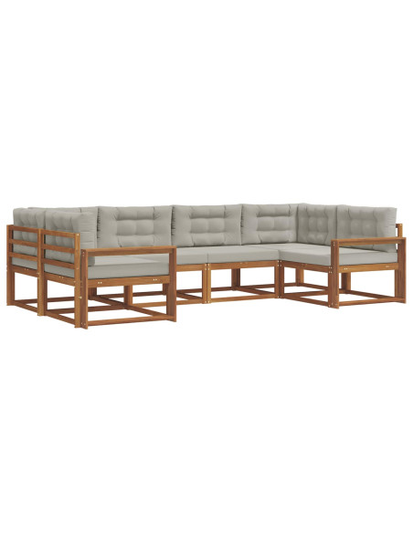 Set di divani da esterno 6 pcs Grigio Naturale e Chiaro