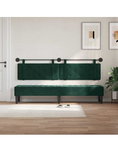 Testiera sospesa Con luce LED Verde Scuro Velluto