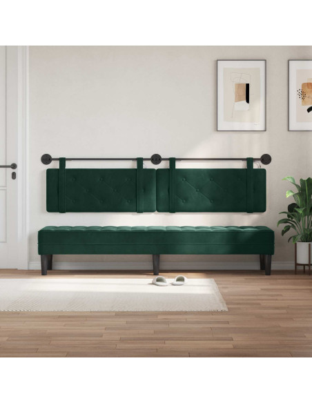 Testiera sospesa Con luce LED Verde Scuro Velluto