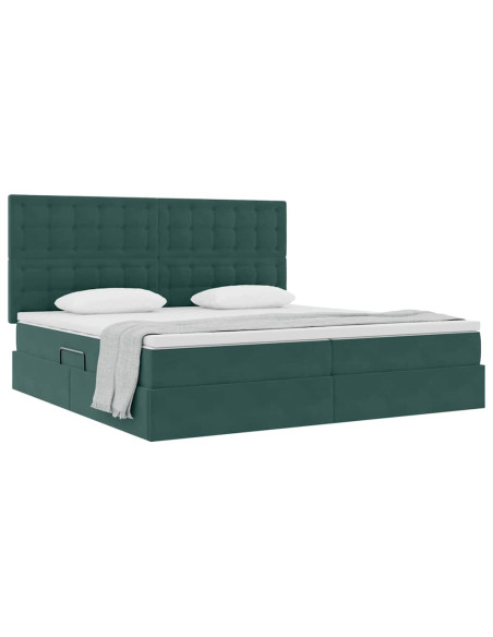 Letto con contenitore e materasso Verde Scuro 200 x 200 cm