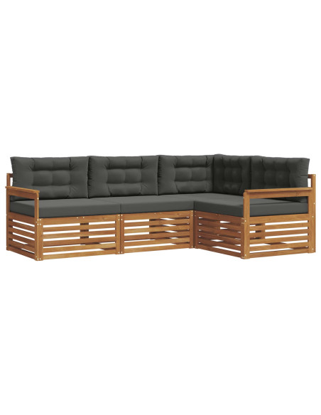 Set di divani da esterno con cuscino 4 pcs Naturale e Antracite
