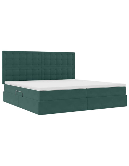 Letto con contenitore e materasso Verde Scuro 200 x 200 cm