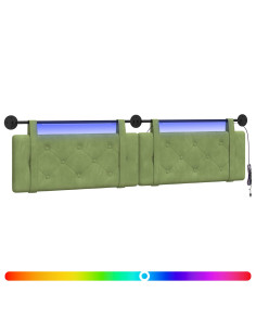 Testiera sospesa Con luce LED Verde chiaro Velluto 2