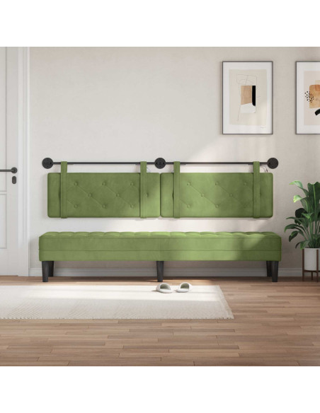 Testiera sospesa Con luce LED Verde chiaro Velluto