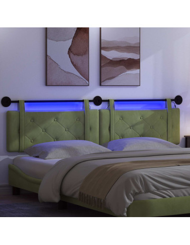 Testiera sospesa Con luce LED Verde chiaro Velluto