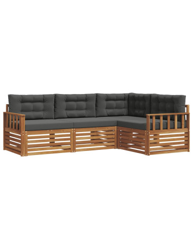 Set di divani da esterno con cuscino 4 pcs Naturale e Antracite