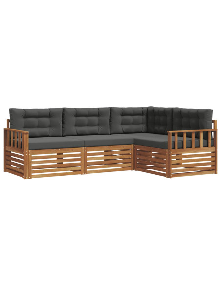 Set di divani da esterno con cuscino 4 pcs Naturale e Antracite