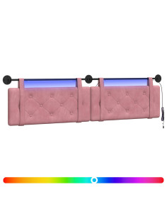 Testiera sospesa Con luce LED Rosa Velluto 2