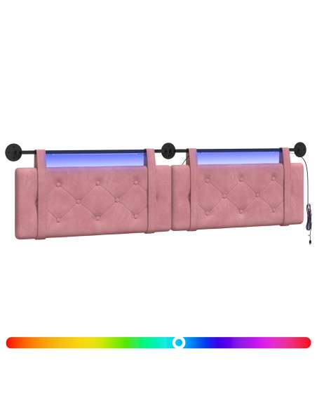 Testiera sospesa Con luce LED Rosa Velluto