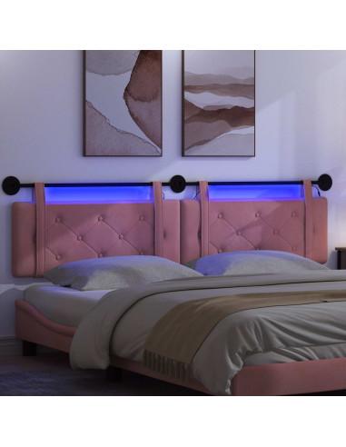 Testiera sospesa Con luce LED Rosa Velluto