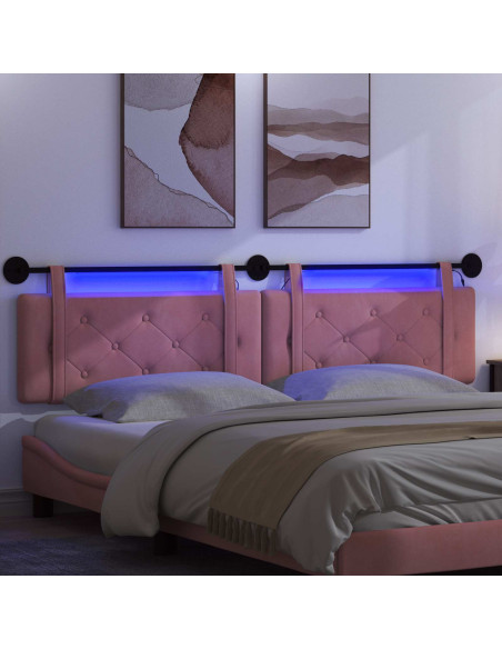 Testiera sospesa Con luce LED Rosa Velluto