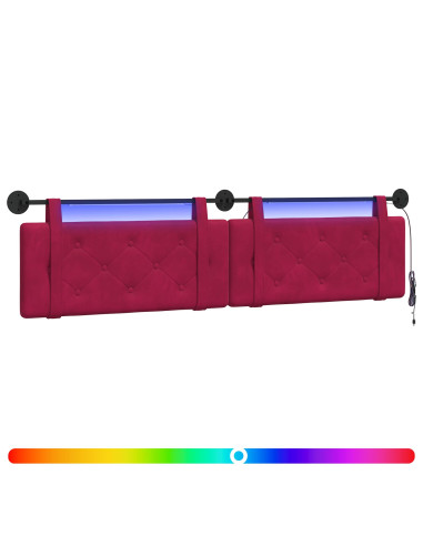 Testiera sospesa Con luce LED Rosso Vino Velluto