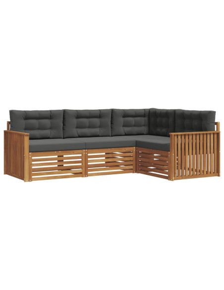 Set di divani da esterno con cuscino 4 pcs Naturale e Antracite