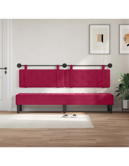 Testiera sospesa Con luce LED Rosso Vino Velluto