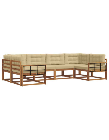 Set di divani da esterno con cuscino 6 pcs Naturale e Beige