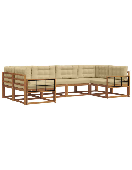 Set di divani da esterno con cuscino 6 pcs Naturale e Beige