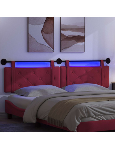Testiera sospesa Con luce LED Rosso Vino Velluto