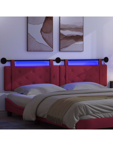 Testiera sospesa Con luce LED Rosso Vino Velluto