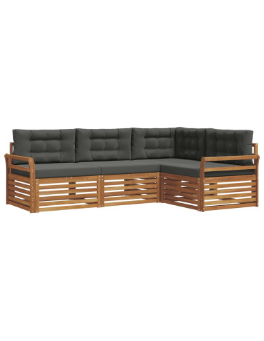 Set di divani da esterno con cuscino 4 pcs Naturale e Antracite