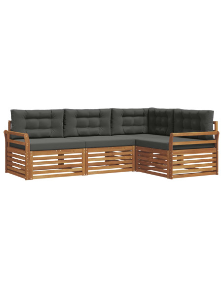 Set di divani da esterno con cuscino 4 pcs Naturale e Antracite
