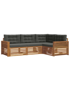 Set di divani da esterno con cuscino 4 pcs Naturale e Antracite 2