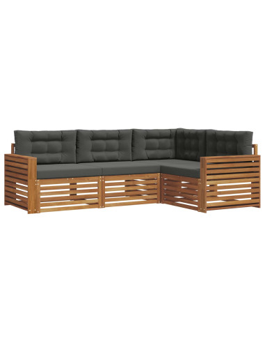 Set di divani da esterno con cuscino 4 pcs Naturale e Antracite