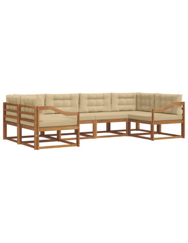 Set di divani da esterno con cuscino 6 pcs Naturale e Beige