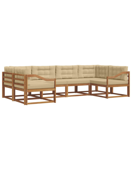 Set di divani da esterno con cuscino 6 pcs Naturale e Beige