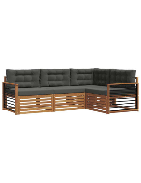 Set di divani da esterno con cuscino 4 pcs Naturale e Antracite