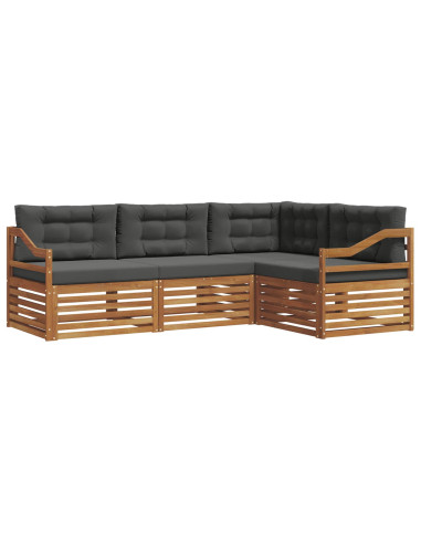 Set di divani da esterno con cuscino 4 pcs Naturale e Antracite