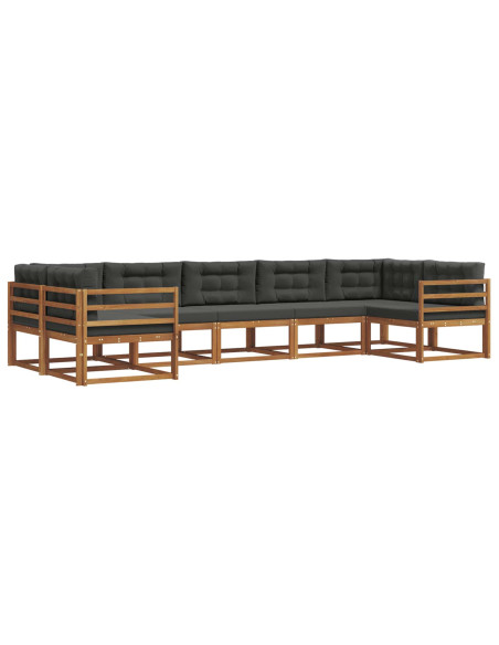 Set di divani da esterno con cuscino 7 pcs Naturale e Antracite