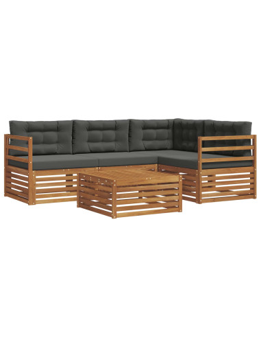 Set di divani da esterno con cuscino 5 pcs Naturale e Antracite