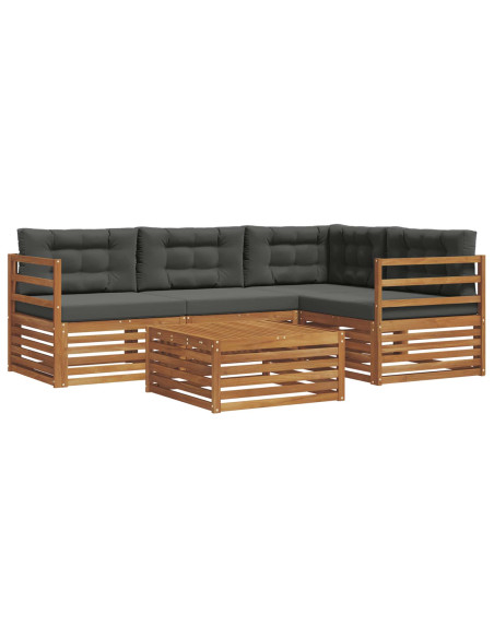 Set di divani da esterno con cuscino 5 pcs Naturale e Antracite