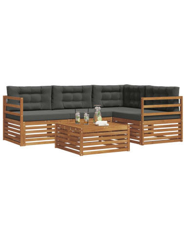 Set di divani da esterno con cuscino 5 pcs Naturale e Antracite