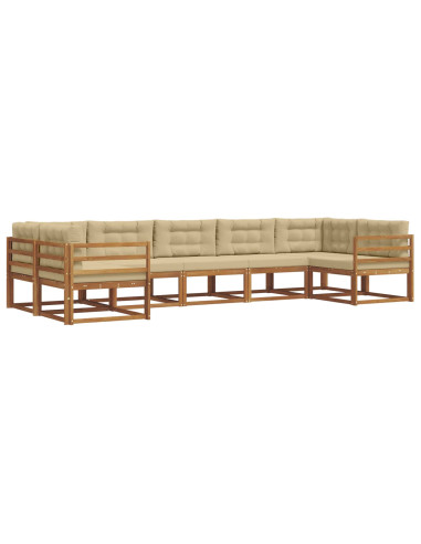 Set di divani da esterno con cuscino 7 pcs Naturale e Beige