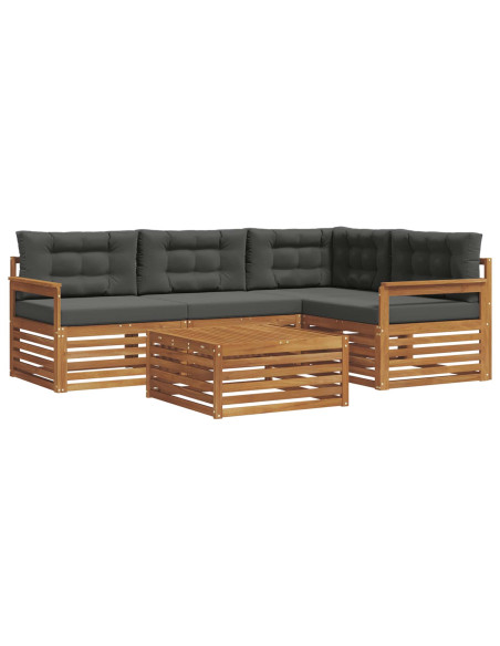 Set di divani da esterno con cuscino 5 pcs Naturale e Antracite