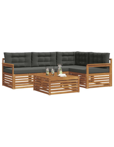 Set di divani da esterno con cuscino 5 pcs Naturale e Antracite