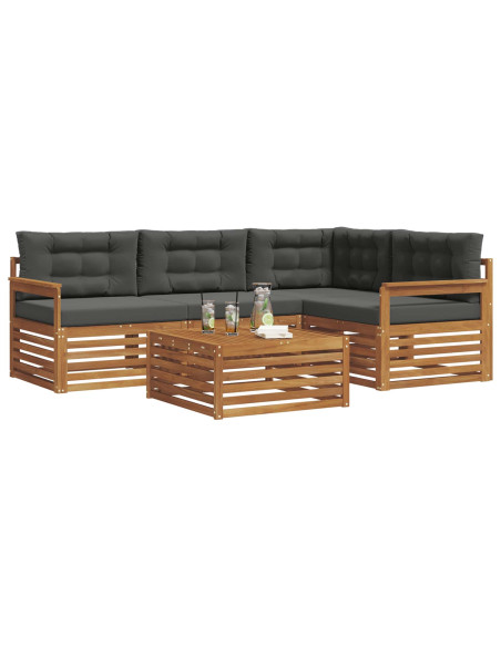 Set di divani da esterno con cuscino 5 pcs Naturale e Antracite