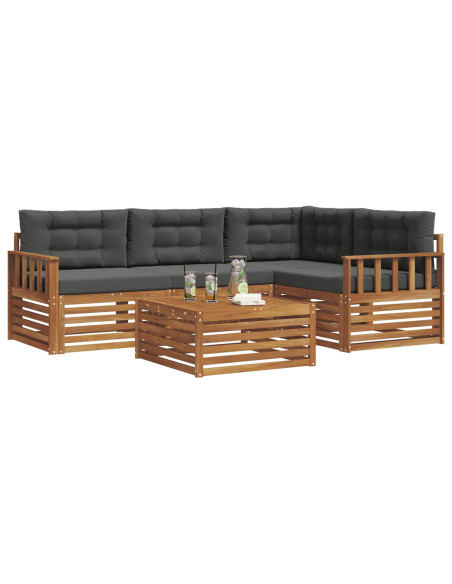 Set di divani da esterno con cuscino 5 pcs Naturale e Antracite