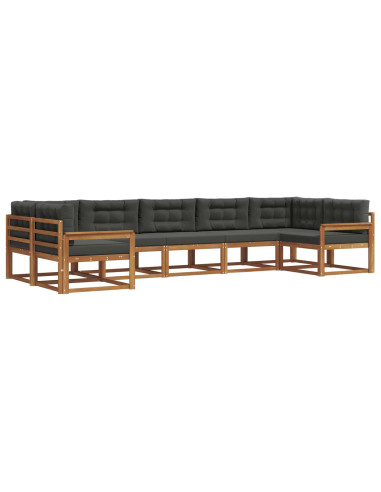 Set di divani da esterno con cuscino 7 pcs Naturale e Antracite