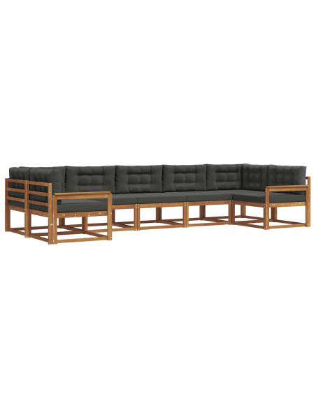 Set di divani da esterno con cuscino 7 pcs Naturale e Antracite