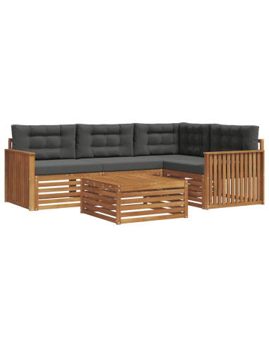Set di divani da esterno con cuscino 5 pcs Naturale e Antracite