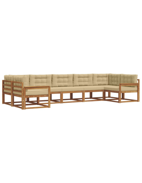 Set di divani da esterno con cuscino 7 pcs Naturale e Beige