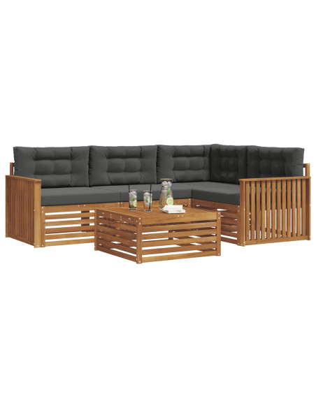 Set di divani da esterno con cuscino 5 pcs Naturale e Antracite