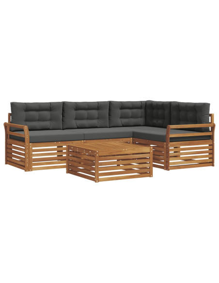 Set di divani da esterno con cuscino 5 pcs Naturale e Antracite