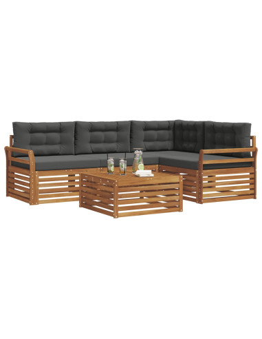 Set di divani da esterno con cuscino 5 pcs Naturale e Antracite